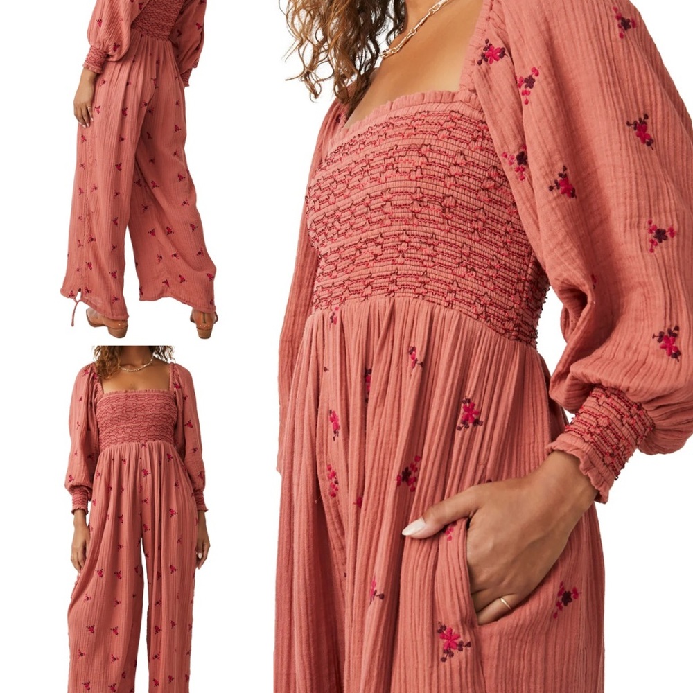 Free People Dahlia Embroidered Jumpsuit